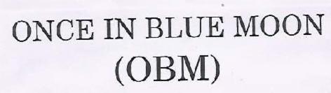 Once In Blue Moon (obm) (label) Device mark 3489055 Trademark