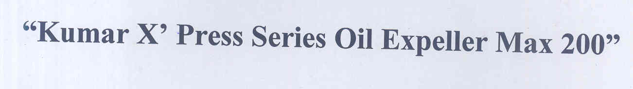 "kumar X" Press Series Oil Expeller Max 200" Device mark 1737961 Trademark
