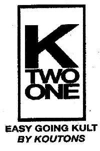 K Two One Easy Going Kult By Koutons Device mark 1684872 Trademark