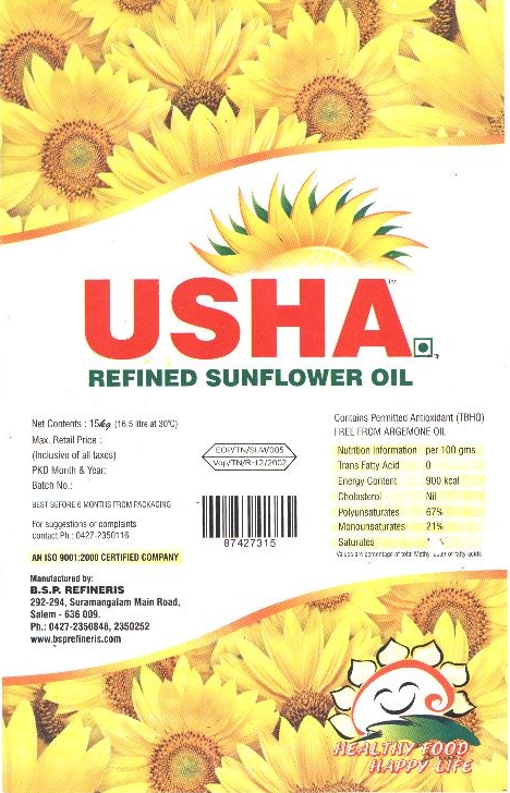 Usha, Refined Sunflower Oil Device mark 1831645 Trademark