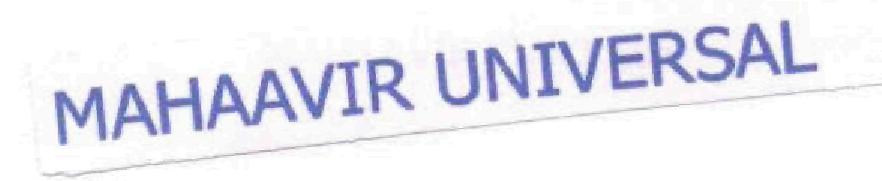 Mahaavir Universal (label) Device mark 1724971 Trademark