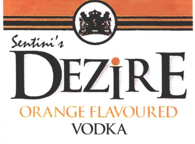 Sentini's Dezire Orange Flavoured Vodka Device mark 2179795 Trademark