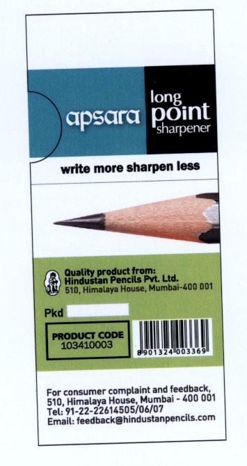Apsara Long Point Sharpener Device mark 1943909 Trademark