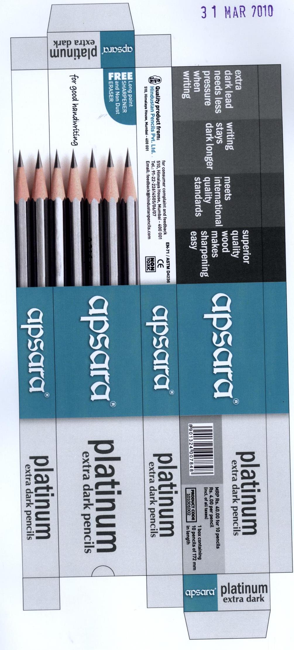 Apsara Platinum Extra Dark Pencils Device mark 1943911 Trademark