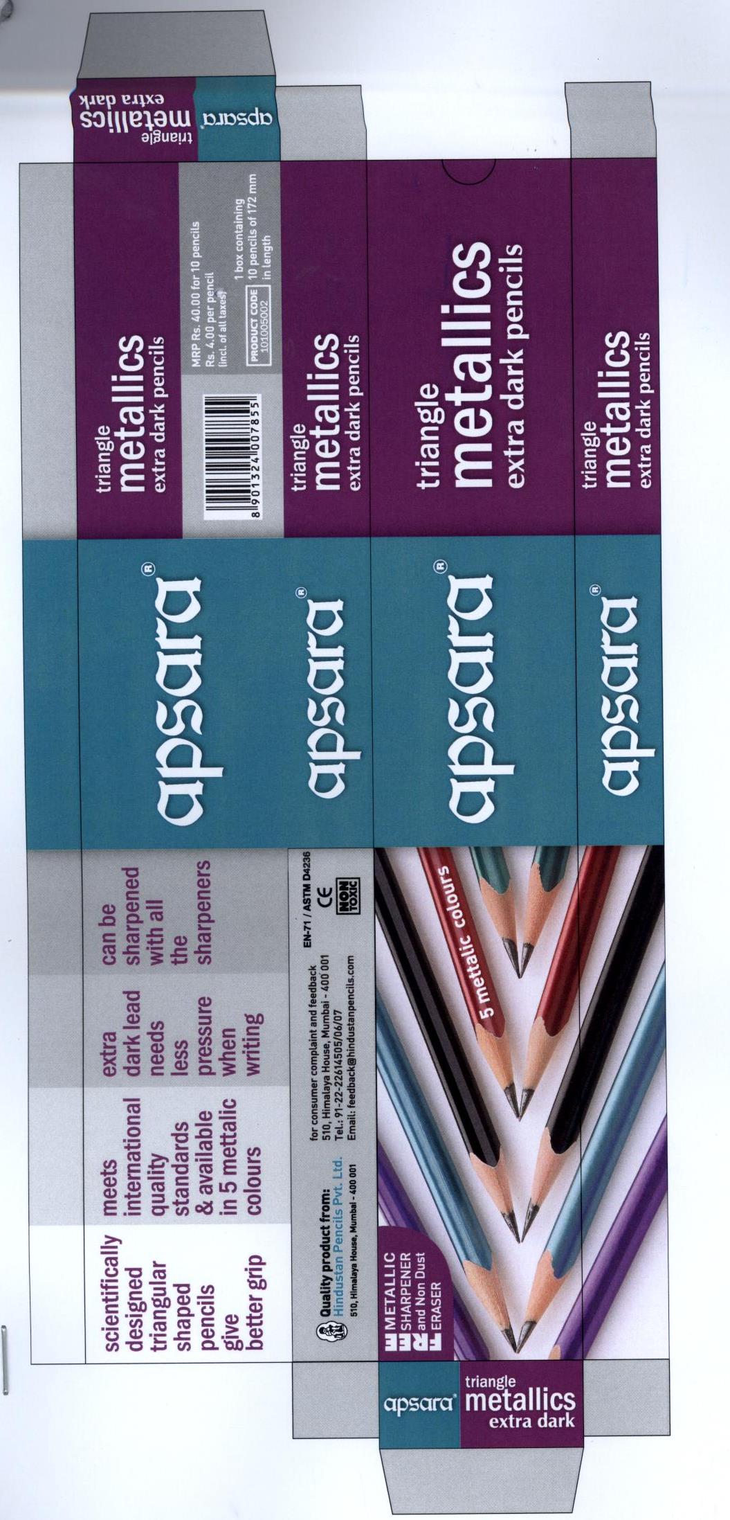 Apsara Triangle Metallics Extra Dark Pencils Device mark 1943912 Trademark