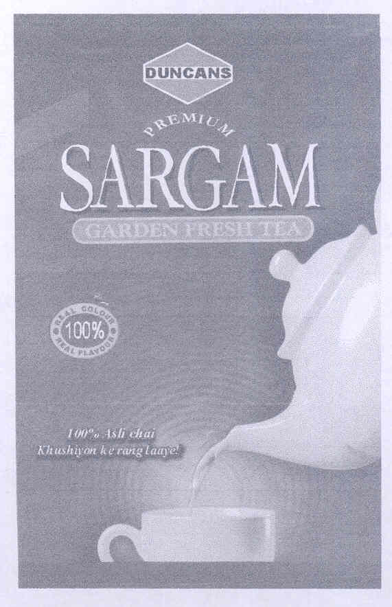 Duncans Premium Sargam Garden Fresh Tea (dev.) (label) Device mark 1623846 Trademark