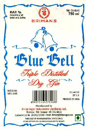 Blue Bell Triple Distilled Dry Gin (device Of Bell) Device mark 2312968 Trademark