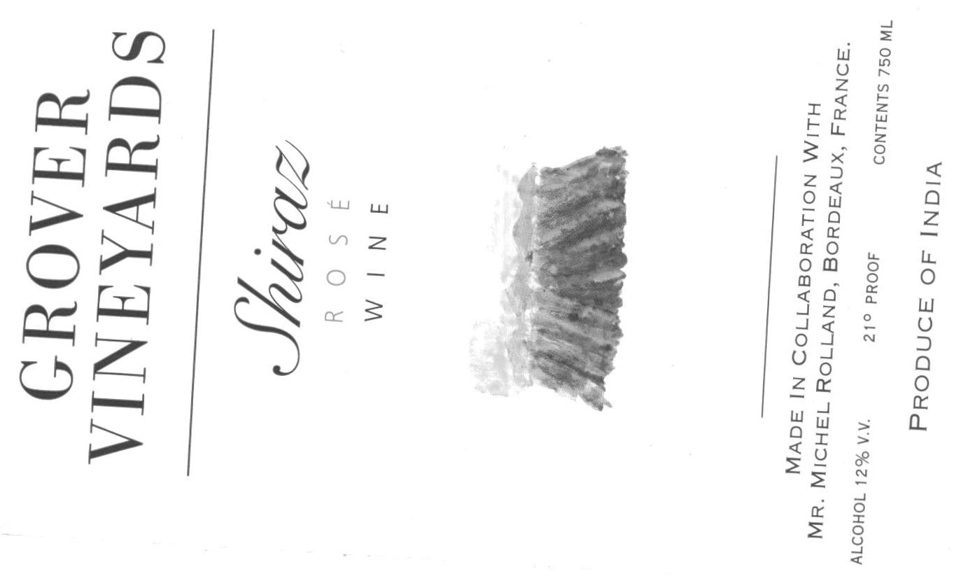 Grover Vineyards - Shiraz - Rose Wine Device mark 1601088 Trademark