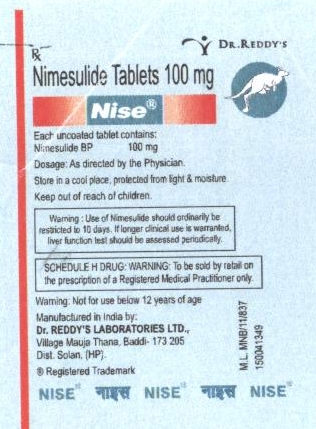 Nimesulide Tablets 100 Mg Nise Device mark 2377506 Trademark