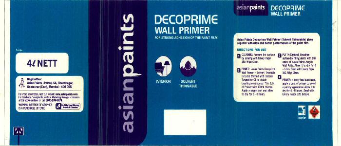 Asianpaints Decoprime Wall Primer Device mark 2454010 Trademark
