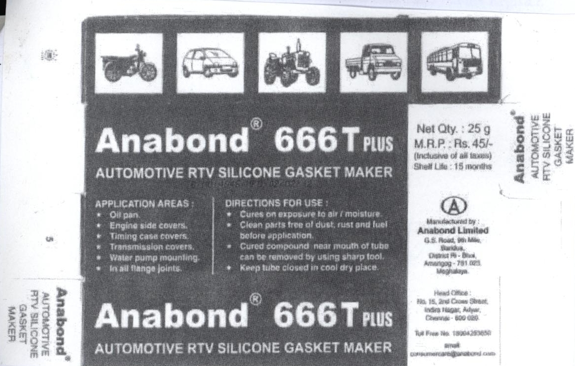 Anabond 666t Plus Automotive Rtv Silicone Gasket Maker Device mark 2413126 Trademark