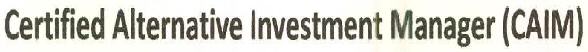 Certified Alternative Investment Manager (calm) Device mark 2562562 Trademark