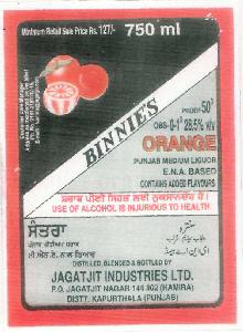 Binnie's Orange (label) Device mark 2651303 Trademark