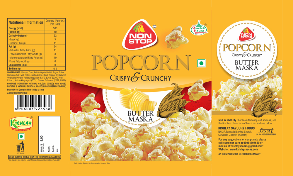 Non Stop Popcorn Crispy & Crunchy (butter Maska) Device mark 3256093 Trademark