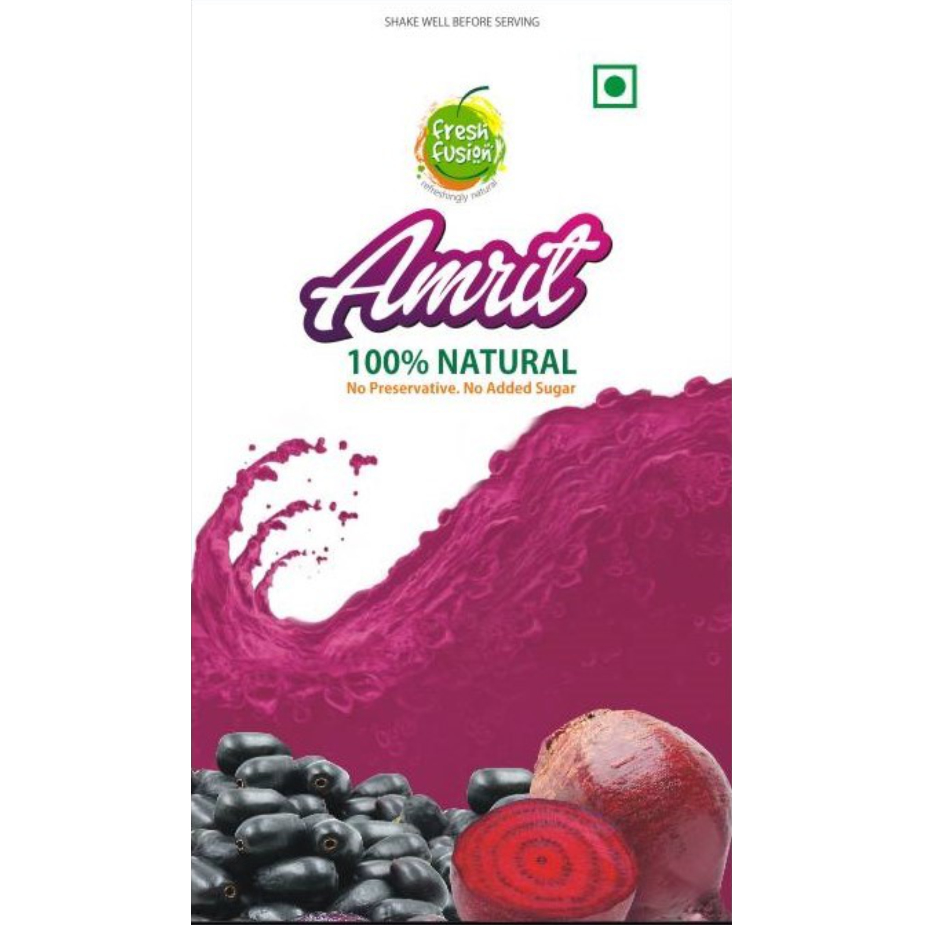 Freshfusion Amrit 100% Natural No Preservatives. No Added Sugar Device Of Juice Splash With Fruits Device mark 3311004 Trademark