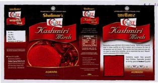Shalimar's Chef Kashmiri Mirch (label) Device mark 3342052 Trademark