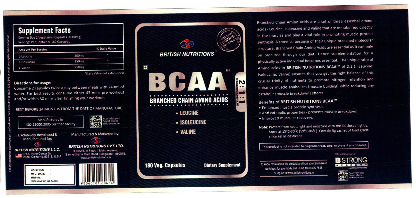 British Nutritions Bcaa Branched Chain Amino Acids Device mark 2628810 Trademark