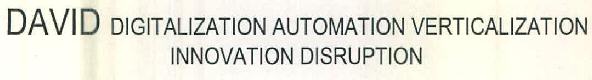 David Digitalization Automation Verticalization Innovation Disruption Device mark 3442664 Trademark
