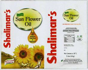 Shalimar's Refined Sun Flower Oil (label) Device mark 3490581 Trademark