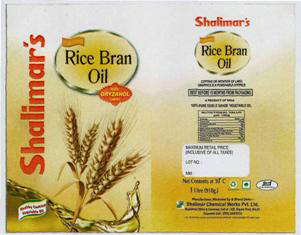 Shalimar's Refined Rice Bran Oil (label) Device mark 3490582 Trademark