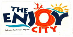 The Enjoy City With Device Of Sun And Picture Of Girl And Boy Device mark 3509458 Trademark
