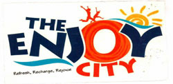 The Enjoy City With Device Of Sun And Picture Of Girl And Boy Device mark 3509468 Trademark