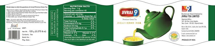 Jivraj 9 Premium Green Tea Device mark 3523603 Trademark