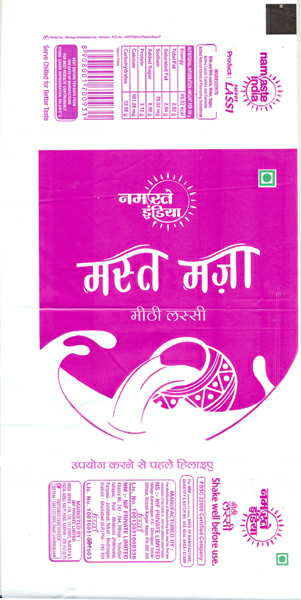 Namaste India Mast Maza Meethi Lassi Device mark 3506649 Trademark