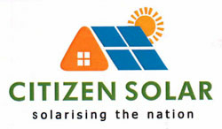 Citizen Solar, Solarising The Nation, Device Of Picture Of House And Sun Device mark 3723610 Trademark