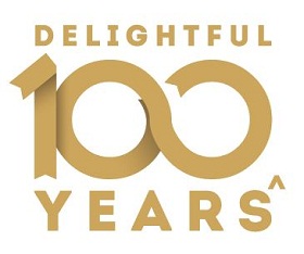 Delightful 100 Years Device (golden) Device mark 3854689 Trademark