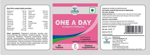 Lyrus One A Day Label Device mark 3872198 Trademark