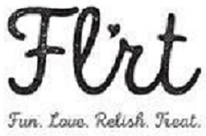 Flrt ( Logo) With Tagline- Fun. Love. Relish. Treat Device mark 3945422 Trademark