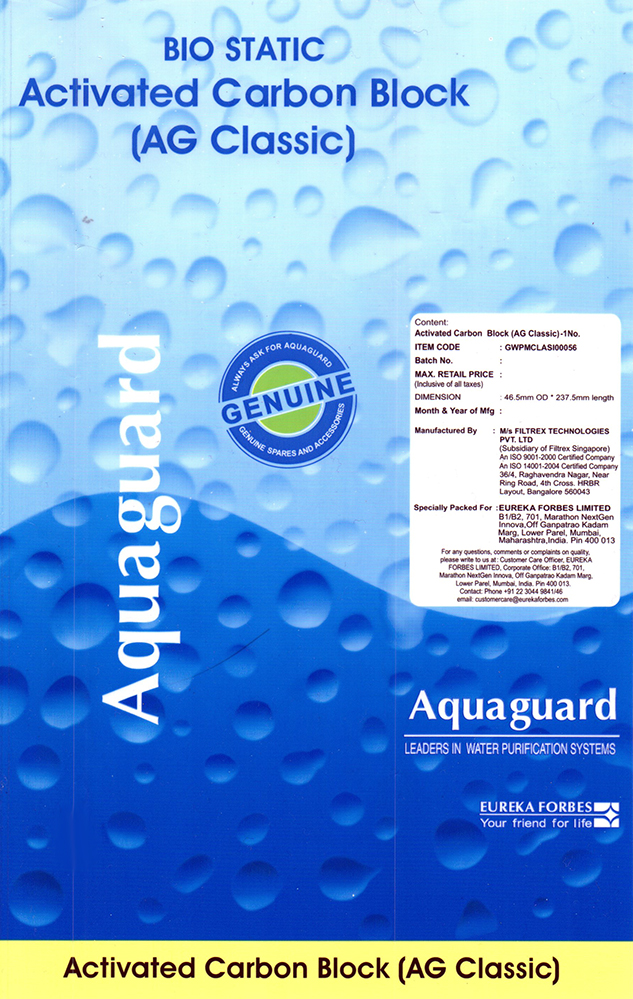 Aquaguard Bio Static Activated Carbon Block (ag Classic) Device mark 4018271 Trademark