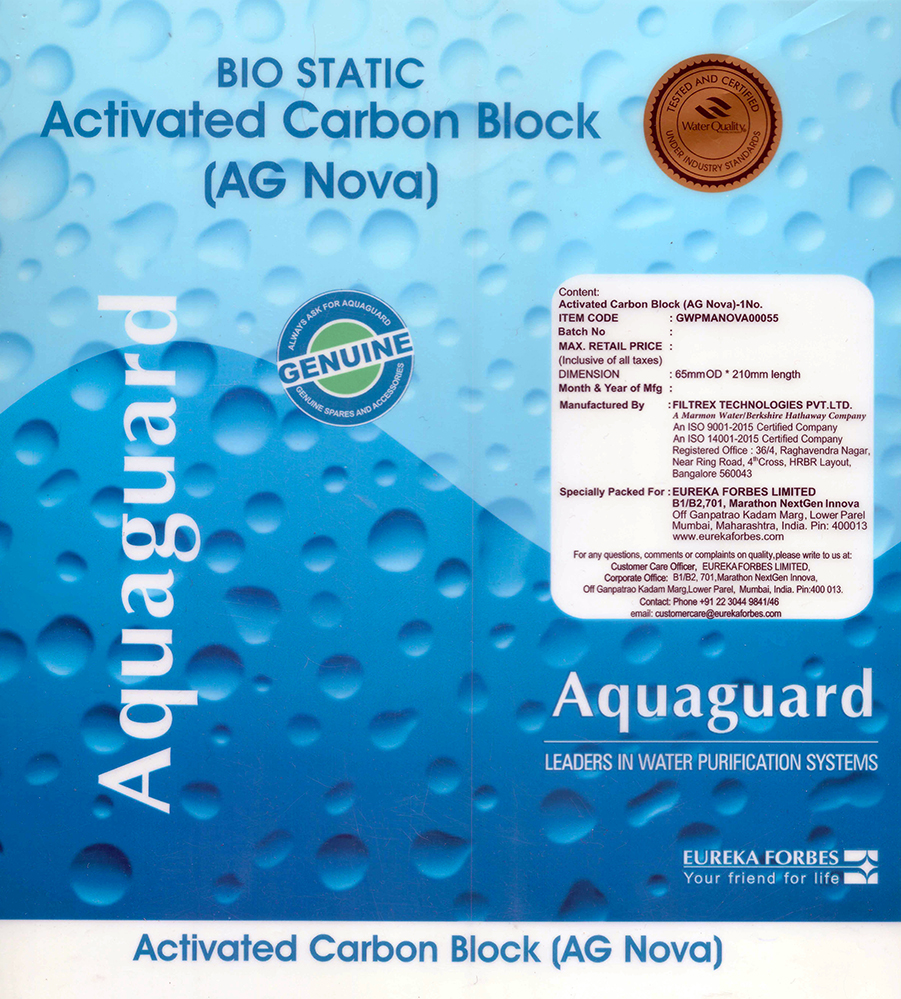 Aquaguard Bio Static Activated Carbon Block (ag Nova) Device mark 4018278 Trademark