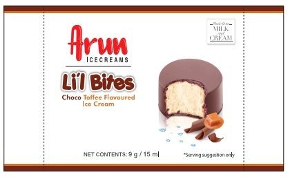 Arun Icecreams Li'l Bites Choco Toffee Flavoured Ice Cream Device mark 4021391 Trademark