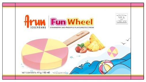Arun Icecreams Fun Wheel Strawberry And Pineapple Flavoured Ice Cream Device mark 4021394 Trademark