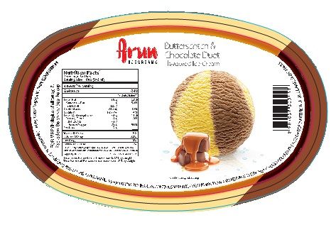 Arun Icecreams Butterscotch & Chocolate Duet Flavoured Ice Cream Device mark 4021400 Trademark