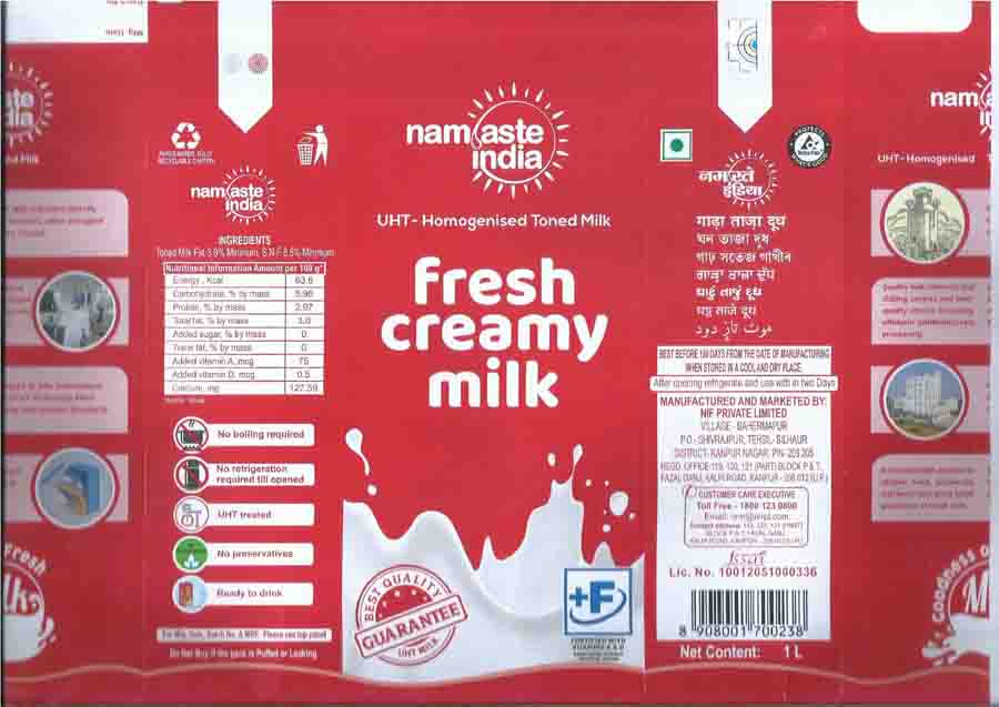 Namaste India Fresh Creamy Milk Device mark 4056444 Trademark