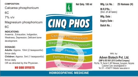 Adven Cinq Phos (lable) Device mark 4095212 Trademark