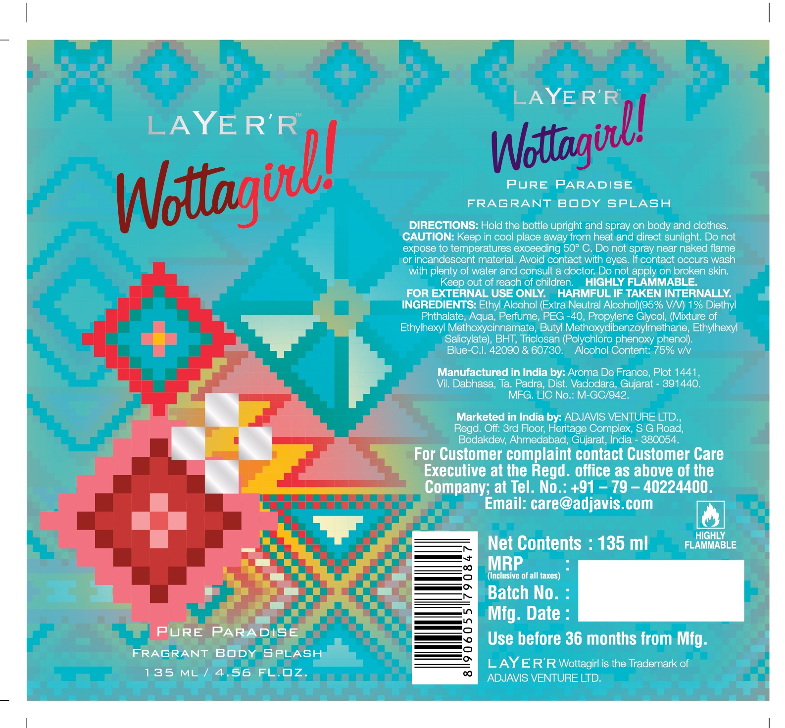 Layer’r Wottagirl! Pure Paradise Fragrant Body Splash Device mark 3901151 Trademark