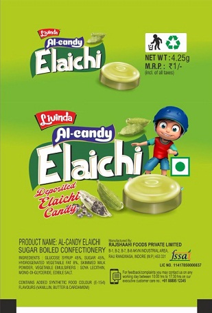 Livinda Al-candy Elaichi (label) Device mark 3766118 Trademark