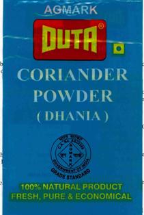 Agmark Duta Coriander Powder (dhania) Device mark 2396762 Trademark