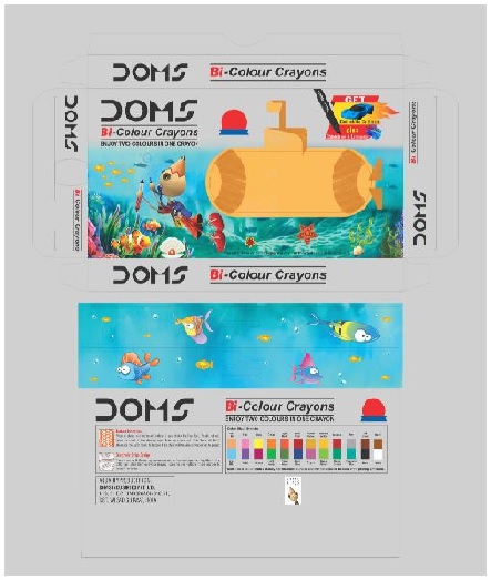 Doms Bi-colour Crayons - Packaging Device mark 4183883 Trademark