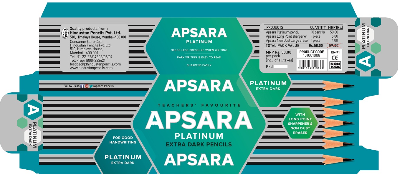Apsara Platinum Extra Dark Pencils(label) Device mark 3612242 Trademark