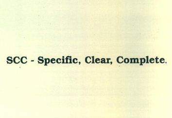 Scc - Specific, Clear, Complete. Device mark 4195551 Trademark