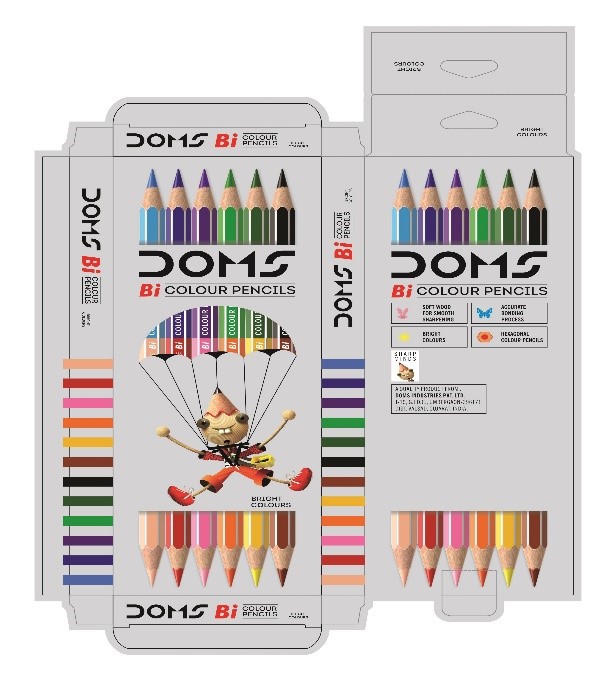 Doms Bi Colour Pencils - Packaging (label) Device mark 4202342 Trademark