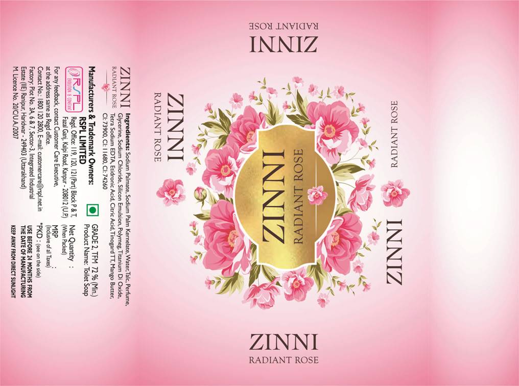 Zinni Radiant Rose Device mark 4207556 Trademark