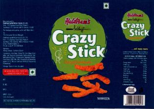 Haldiram"s Prabhuji Crazy Stick(label) Device mark 3249702 Trademark