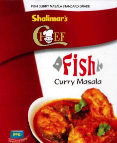 Shalimar's Chef Fish Curry Masala, Device Of Head Of Chef, Plate Containing Fish Curry Device mark 3233492 Trademark