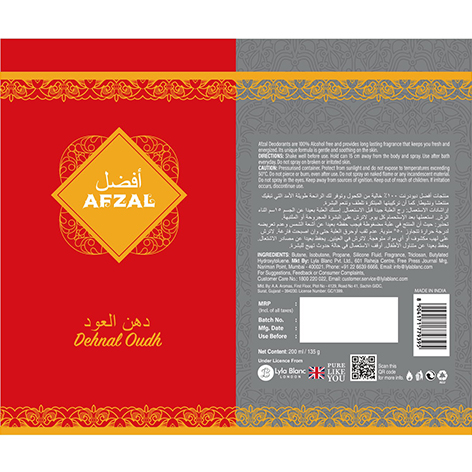 Afzal-dehnal Oudh ( Packaging) Device mark 4269824 Trademark